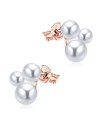 Gorgeous Three Pearl Cluster Silver Ear Stud STS-5263